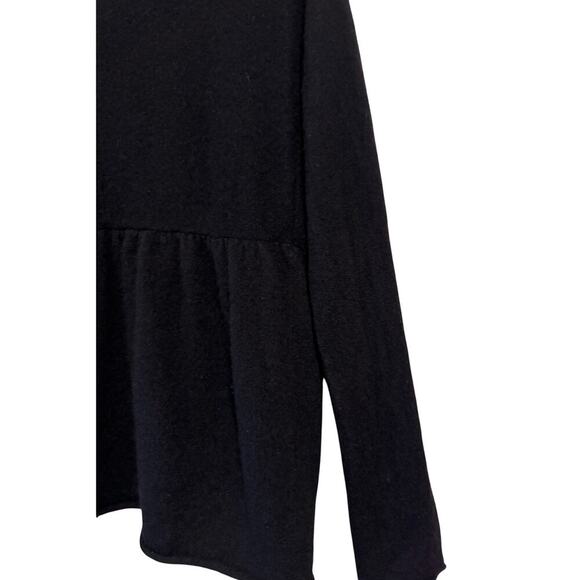 Garnet Hill 100% Cashmere open front black sweater delicate ruffle collar - Picture 4 of 8